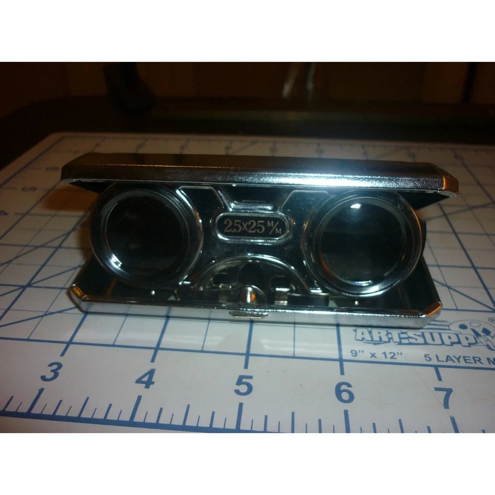 Focal 2.5x25mm Chrome Black Theater Folding Opera Glasses Binoculars
